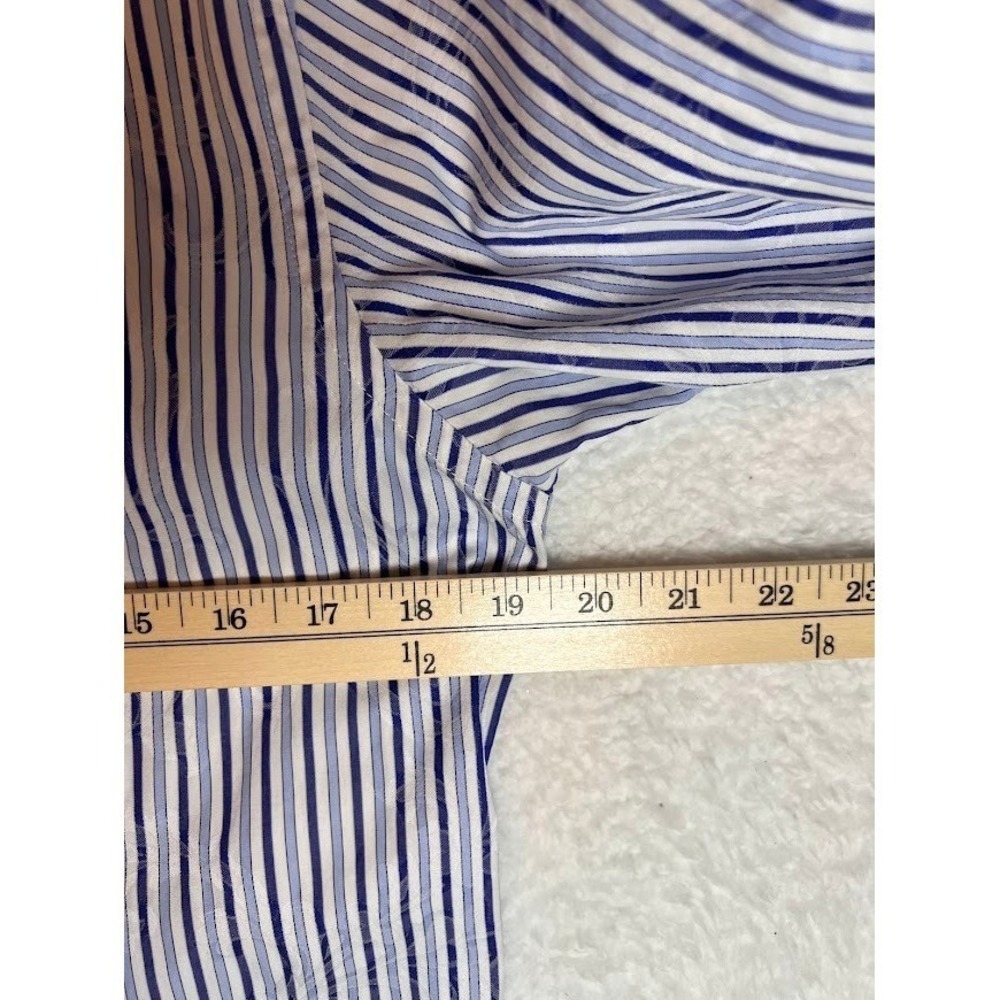 Etro Milano Mens Blue White Striped Paisley Jacquard Dress Shirt Size 38 Italy - Picture 5 of 8